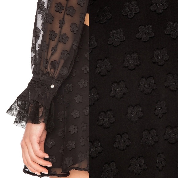 For Love & Lemons Modern Love Deep V-neck Mini Dress Black Size Small - Picture 12 of 16